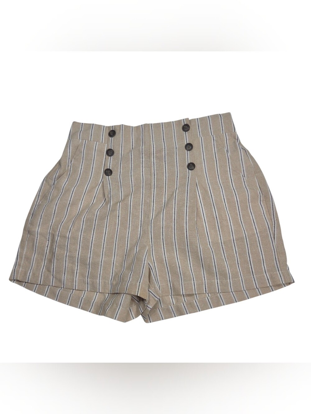 Ci Sono High-Waist Striped Tan Shorts. Size XL